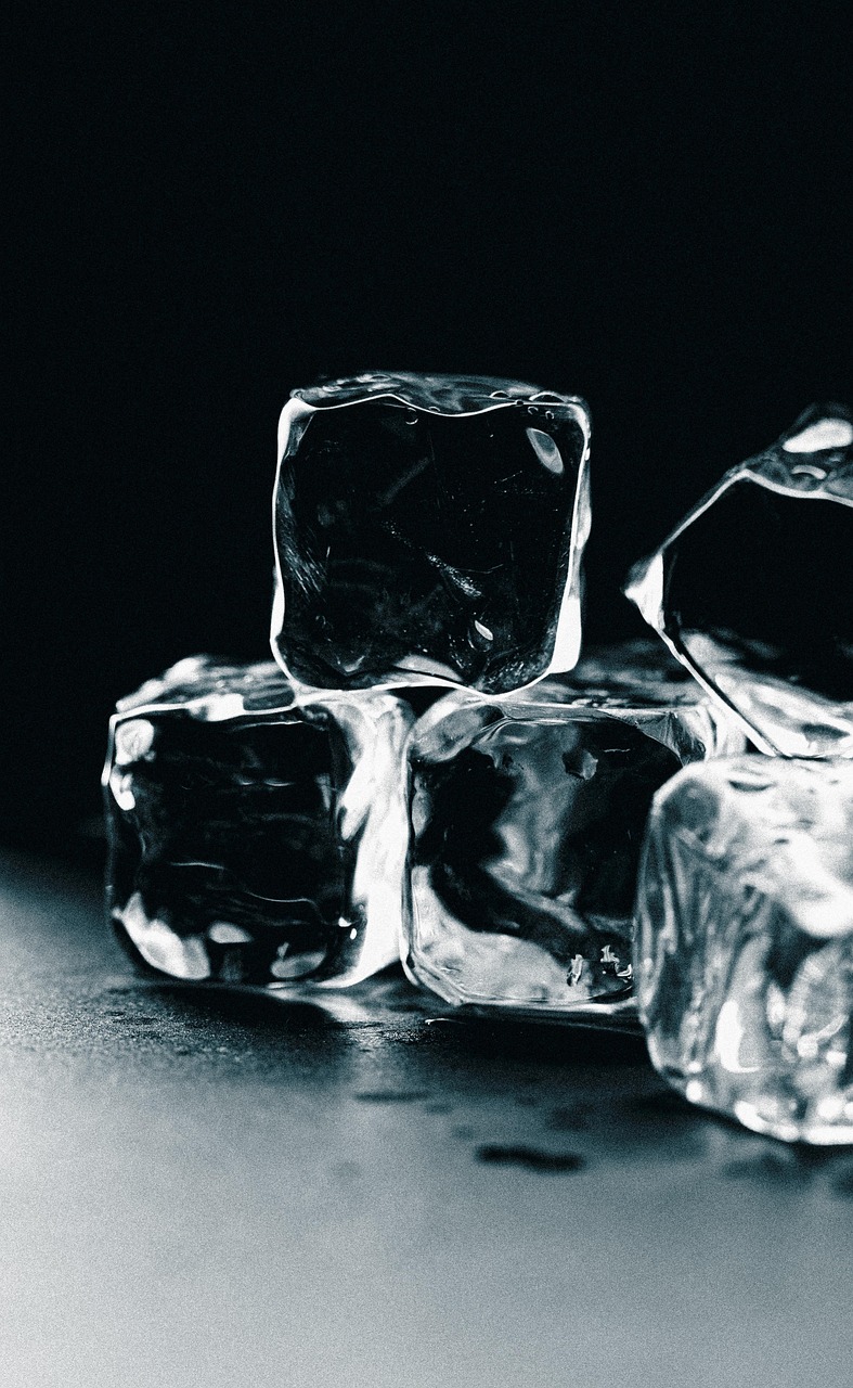 ice, ice cubes, water, props, nature, black and white, contrast, aesthetic wallpaper, phone wallpaper